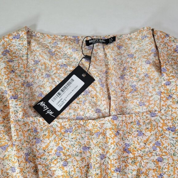 Nasty Gal Put a Spring on It Floral Smocked Long Sleeve Mini Dress Size 10 - Picture 2 of 9